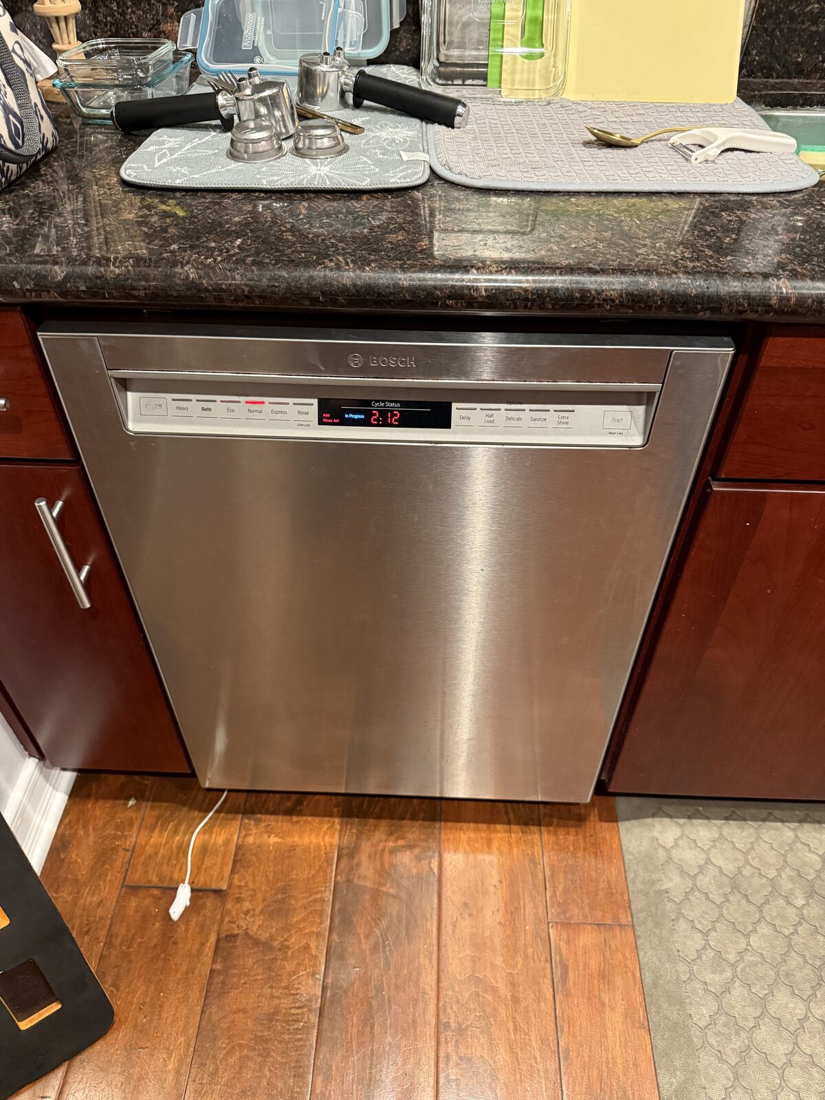 Bosch front-control dishwasher in a San Diego kitchen on a Spark Appliance Repair service call